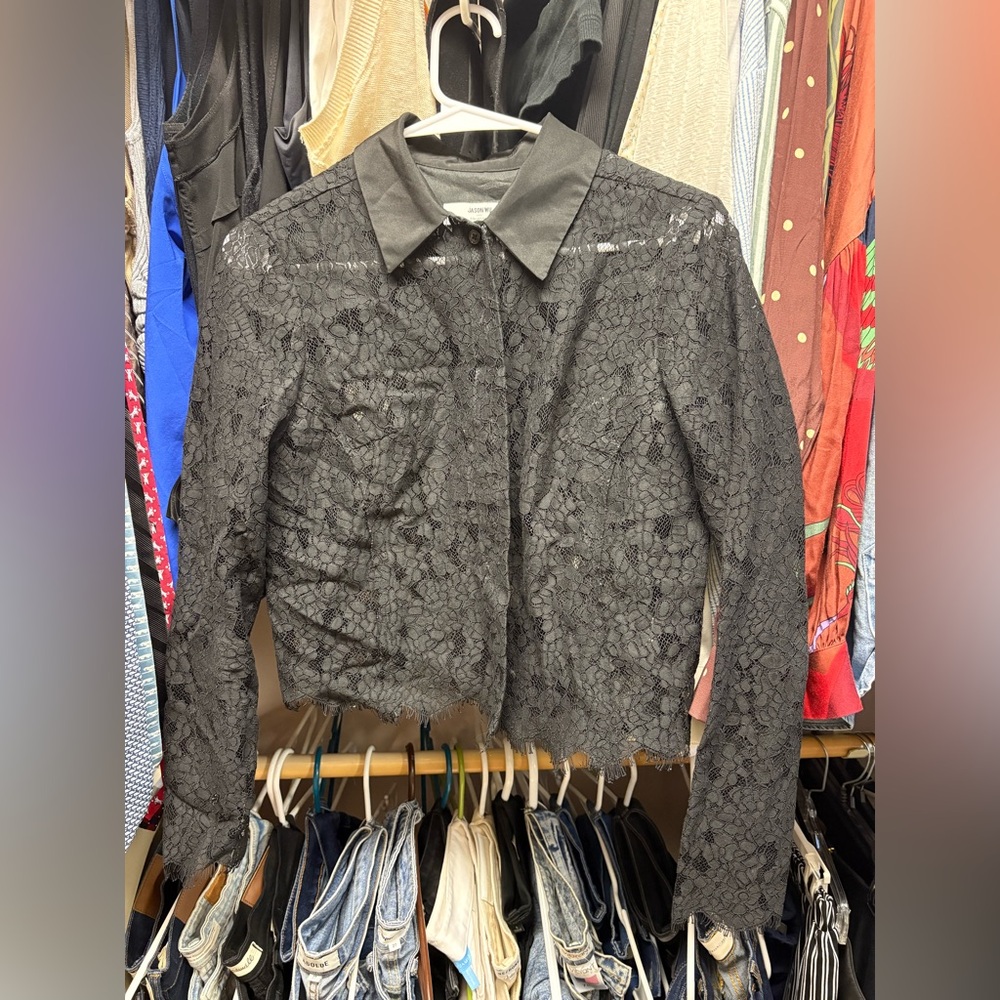 Jason Wu | Collective Black Floral Lace Button-Down Top
